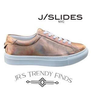 J/Slide NYC Rose Gold Met Leather Women's Shoes